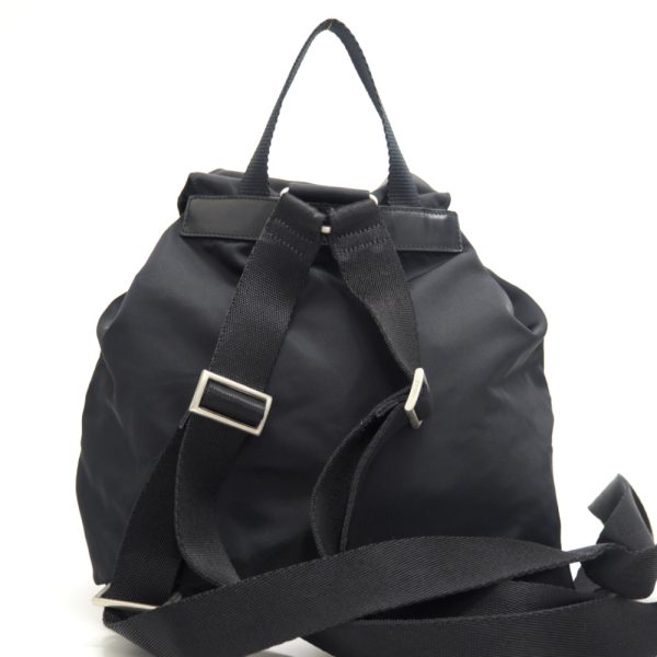 z0002580 2 Prada Pocono Triangular Plate Backpack Daypack Black Nylon