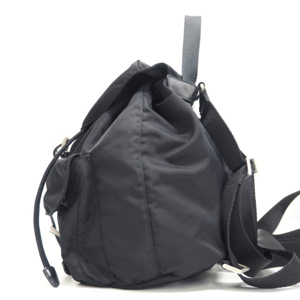 z0002580 3 Prada Pocono Triangular Plate Backpack Daypack Black Nylon