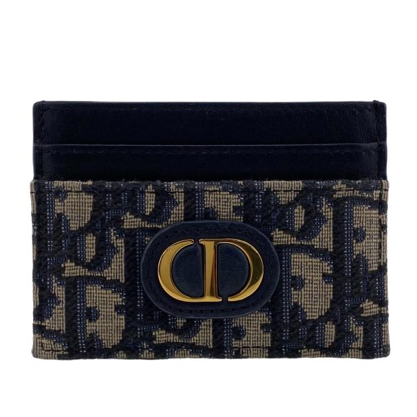 z0004126 1 Christian Dior Oblique 30 Montaigne Card Case Navy Canvas Leather