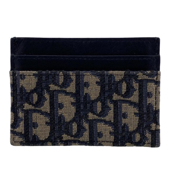 z0004126 2 Christian Dior Oblique 30 Montaigne Card Case Navy Canvas Leather