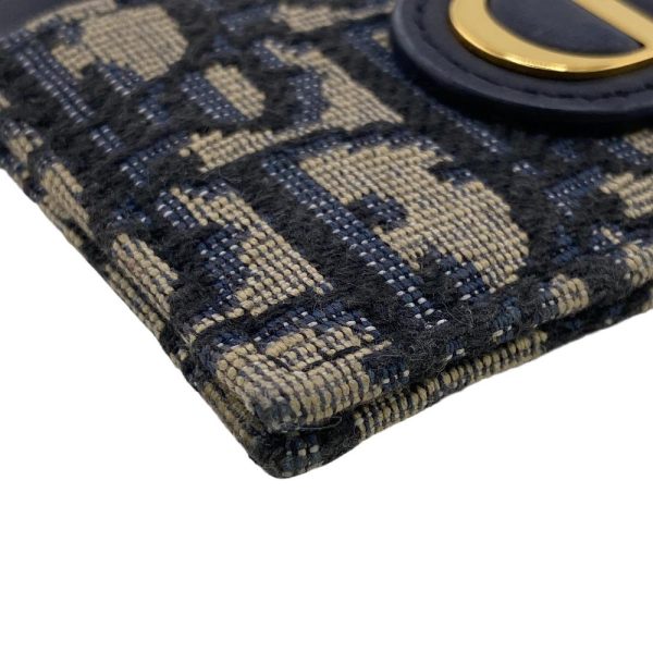 z0004126 3 Christian Dior Oblique 30 Montaigne Card Case Navy Canvas Leather