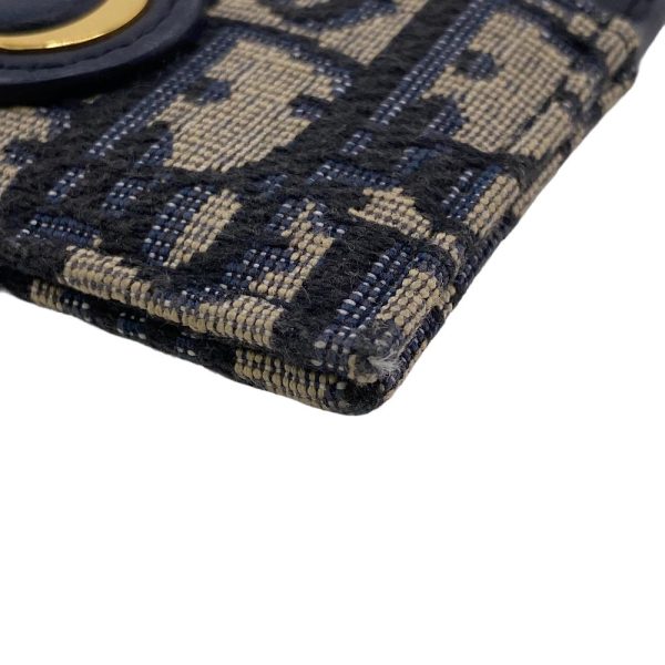 z0004126 4 Christian Dior Oblique 30 Montaigne Card Case Navy Canvas Leather