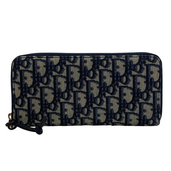 z0004595 1 Christian Dior Oblique Jacquard Long Wallet Blue Canvas