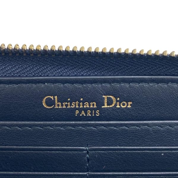 z0004595 10 Christian Dior Oblique Jacquard Long Wallet Blue Canvas