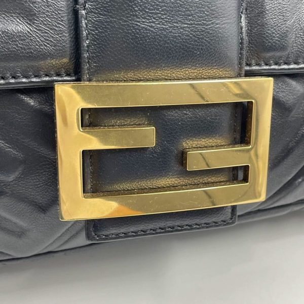 07B11F3F 278B 47AB B24D 25EA703BAA3E 1 105 c Fendi Baguette Black Leather 3D FF Motif Crossbody bag Large