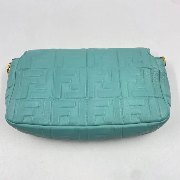 Baguette FENDI Baguette Turquoise Leather 3D FF Motif Crossbody bag