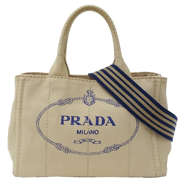 1 Prada Handbag Shoulder Bag Mini Beige Navy