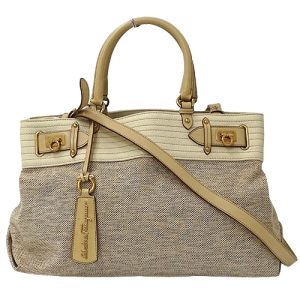 1 Salvatore Ferragamo Handbag Tote Bag Shoulder Bag 2way Beige