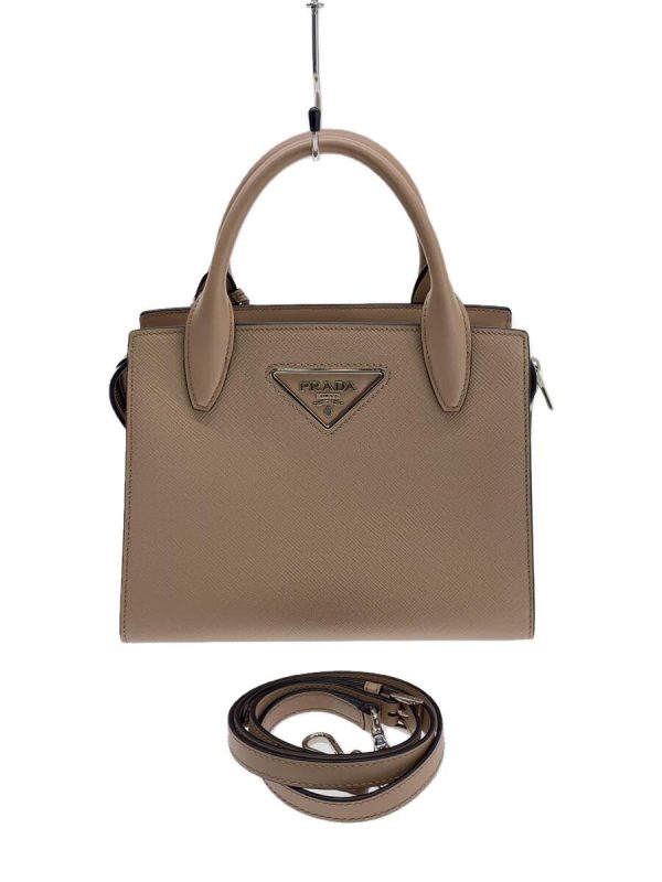 1 Prada Saffiano Cuir City Calf Shoulder Bag Leather Beige