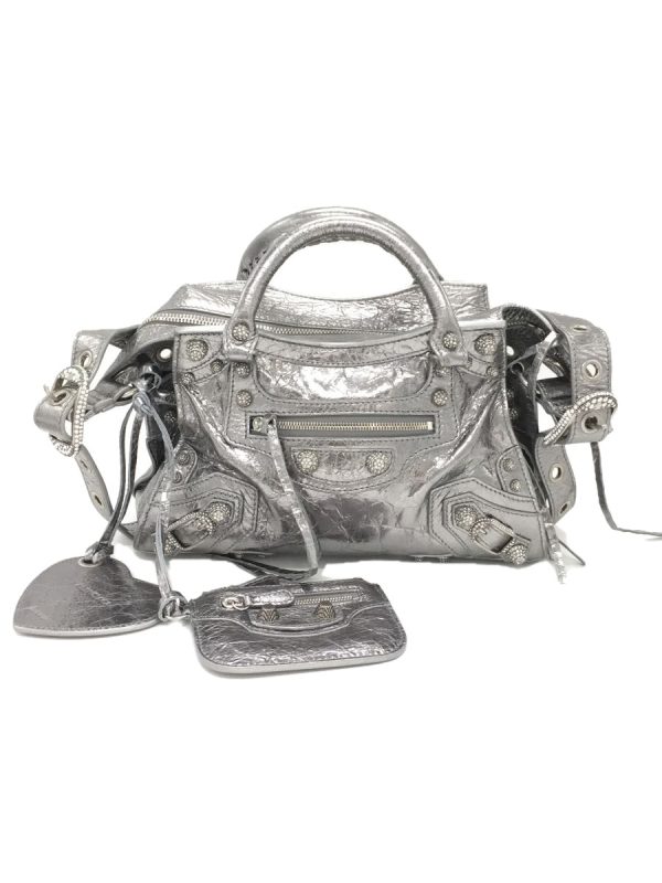 1 Balenciaga Lamb Leather Silver Shoulder Bag