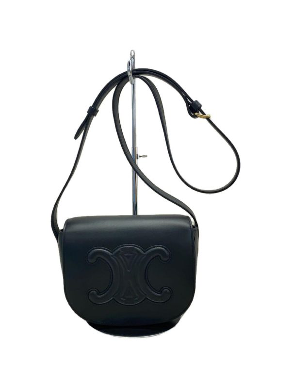 1 Celine Folco Cuir Triomphe Shoulder Bag Black