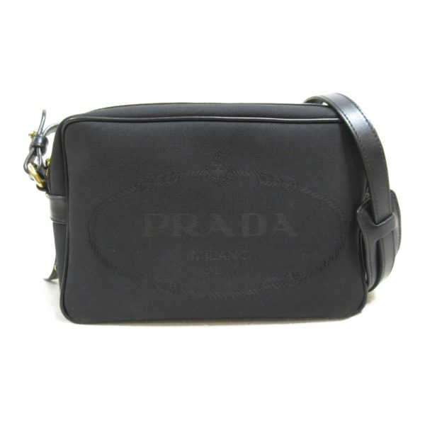 1 Prada Shoulder Bag Canvas Leather Black