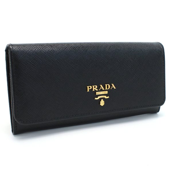 1 Prada Wallet Bifold Long Wallet Coin Purse Nero Black