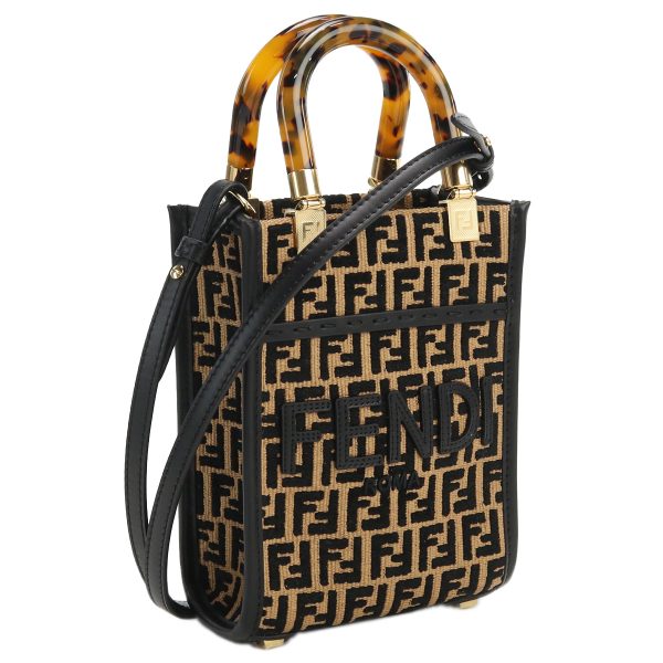 1 Fendi Tote Bag 2way Sunshine Mini BlackBrown