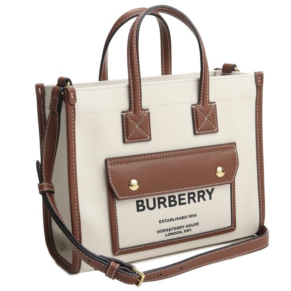 1 Burberry Tote Bag Shoulder Bag 2way WhiteBrown