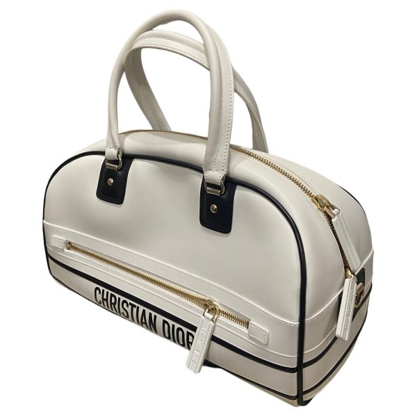 1 Christian Dior Vive Medium Bowling Bag 2way Shoulder Bag White