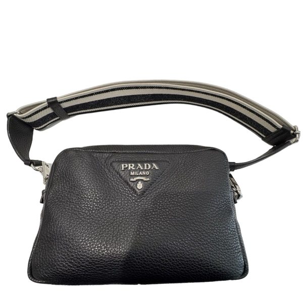 1 Prada Vitello Dyno Leather Shoulder Bag Black