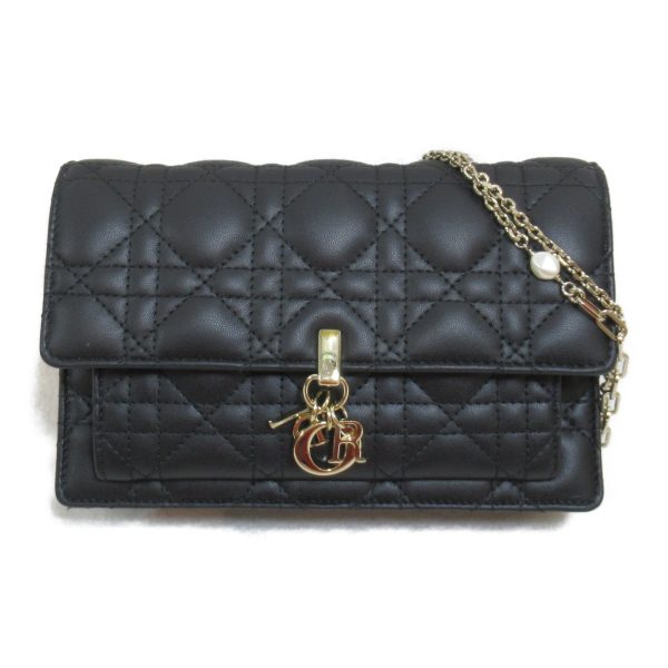 1 Dior Chain Wallet Shoulder Bag Lambskin Black