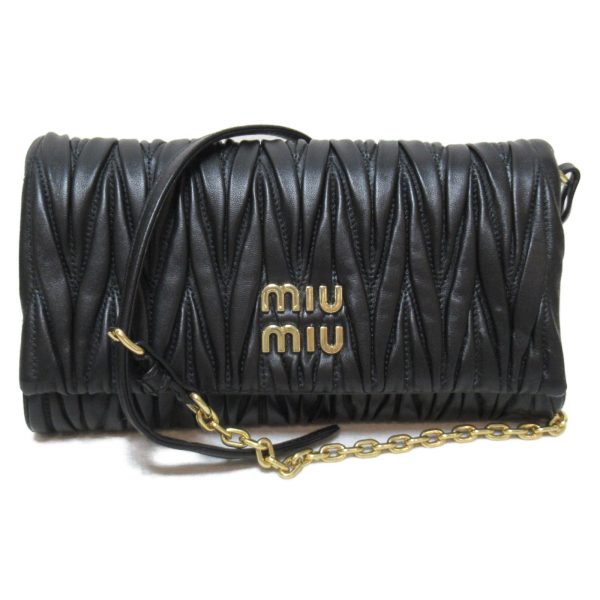 1 Miu Miu Matelasse Shoulder Bag Leather Black