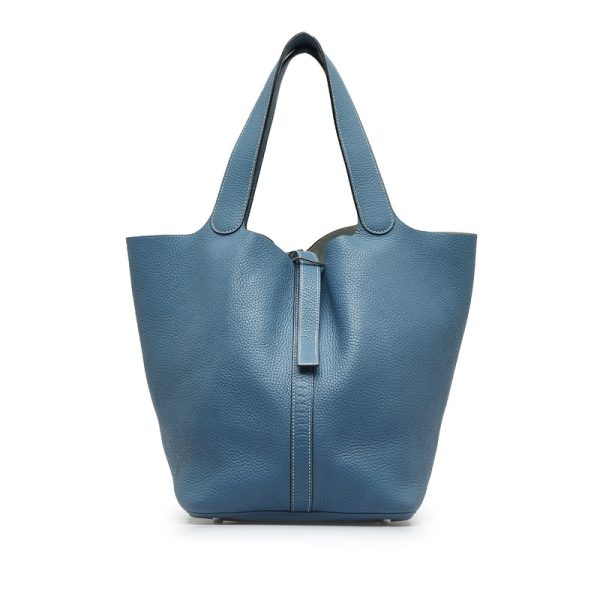 1 Hermes Picotin GM Handbag Jean Taurillon Clemence Blue