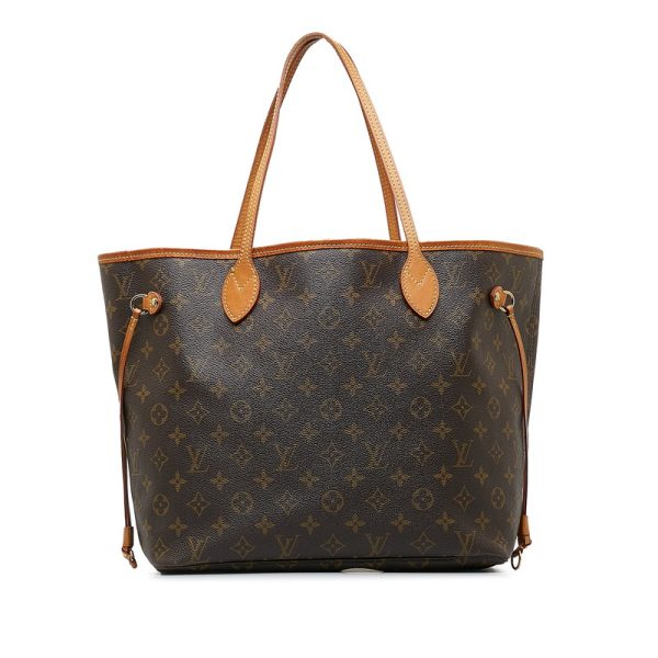 1 Louis Vuitton Monogram Neverfull MM Tote Bag Leather Brown