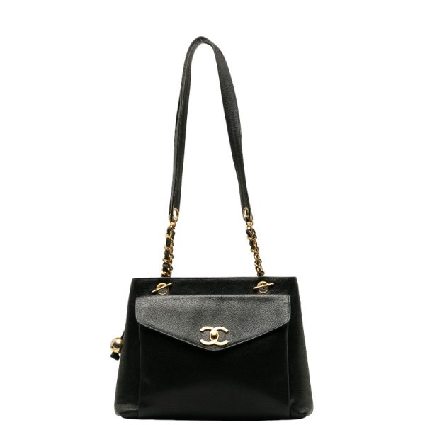 1 Chanel Cocomark Single Flap Chain Tote Bag Caviar Skin Black