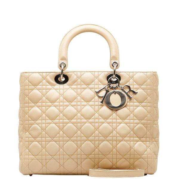 1 Dior Cannage Handbag Shoulder Bag 2way Beige