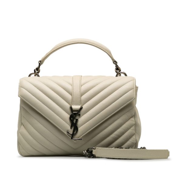 1 Saint Laurent Satchel Handbag Shoulder Bag 2way White