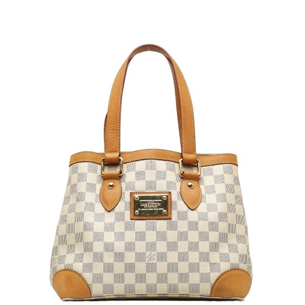 1 Louis Vuitton Damier Azur Hampstead PM Handbag Leather White