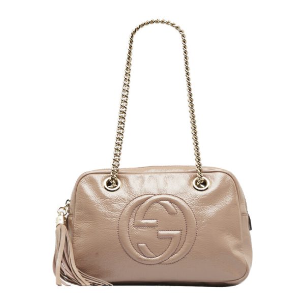 1 Gucci Chain Shoulder Bag Leather Pink Gold