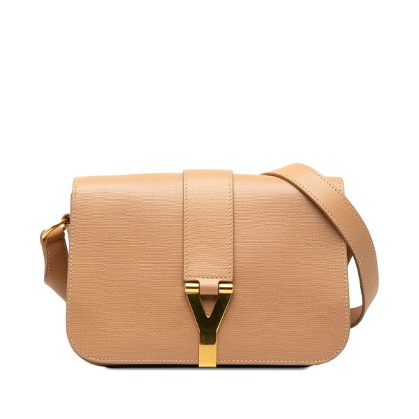 1 Saint Laurent Crossbody Shoulder Bag Leather Beige Gold