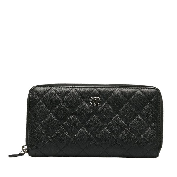 1 Chanel Coco Mark Round Zipper Long Wallet Black