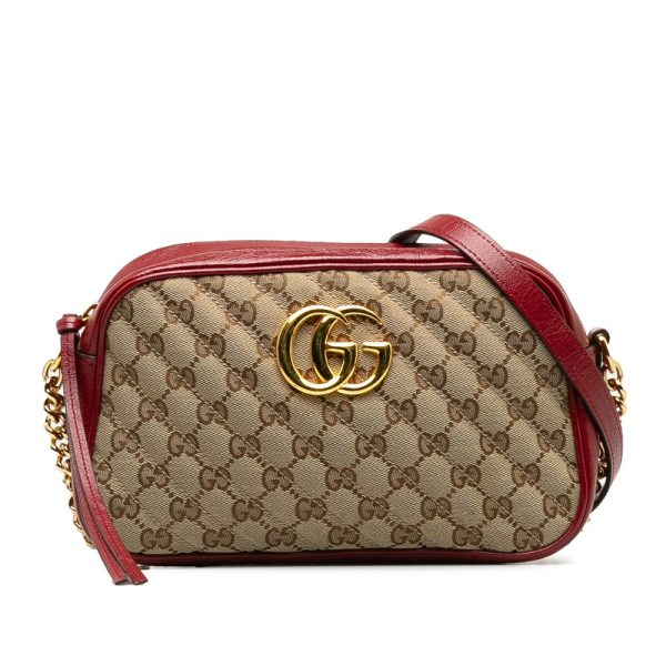 1 Gucci GG Marmont Crossbody Chain Shoulder Bag BeigeRed