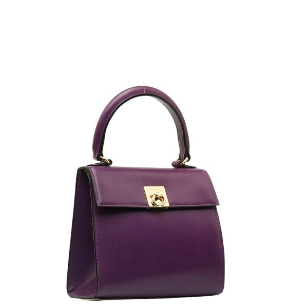 1 Celine Handbag Shoulder Bag 2way Leather Purple