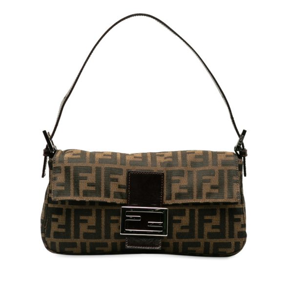 1 Fendi Bucket Handbag Shoulder Bag Canvas Leather Brown