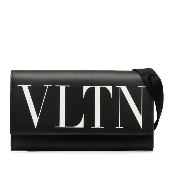 1 Valentino Wallet Shoulder Bag 2way Leather Black