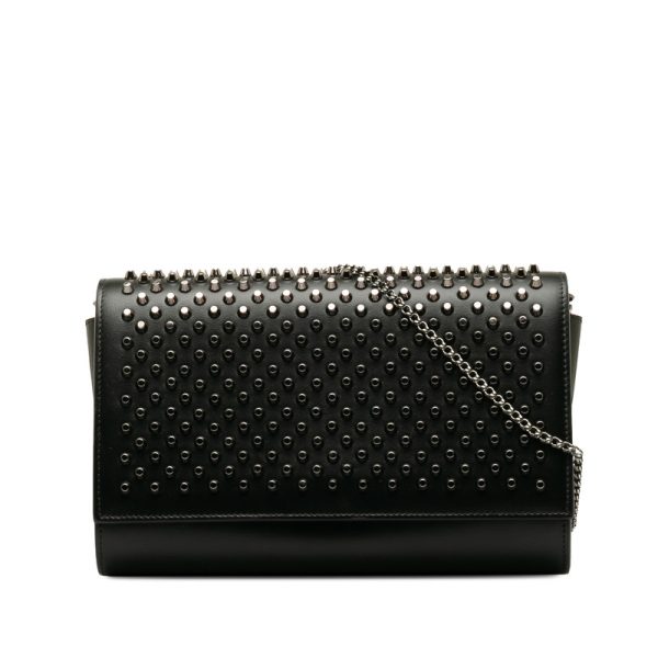 1 Christian Louboutin Chain Shoulder Bag Leather Blackred