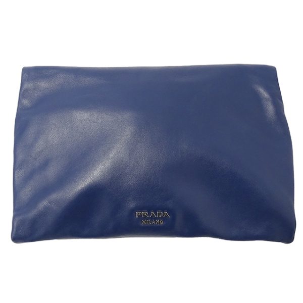 1 Prada Clutch Bag Shoulder Bag 2way Leather Blue