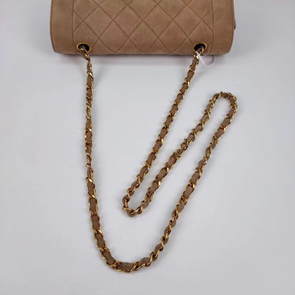 13261701161142 pic Chanel Diana Bag Medium Suede Beige with 24k Gold Plated Hardware