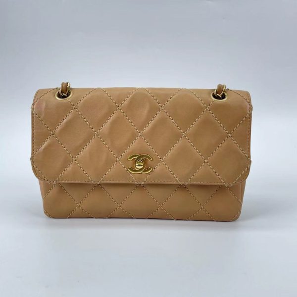 Chanel Chanel Wild Stitch Flap Beige Leather with Stitching Detail