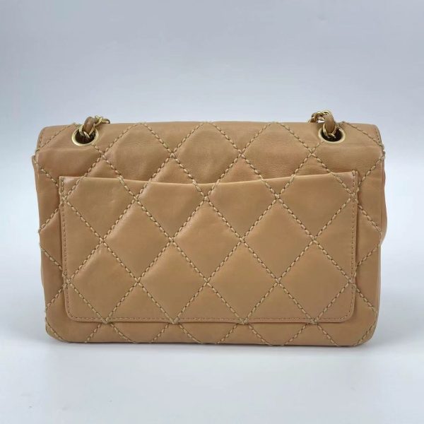 Chanel Flap Bag Chanel Wild Stitch Flap Beige Leather with Stitching Detail