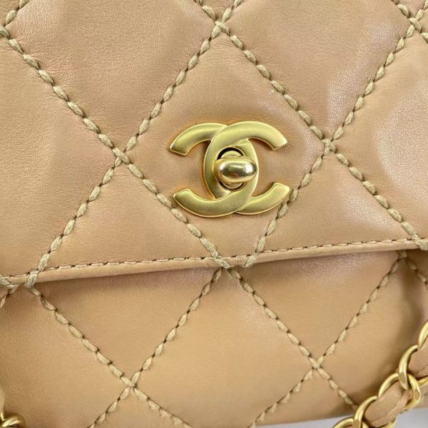 13841701163726 pic Chanel Wild Stitch Flap Beige Leather with Stitching Detail