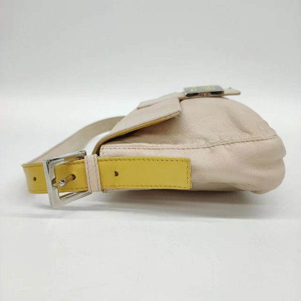 Beige Fendi Baguette Lambskin Leather Shoulder Bag Beige Yellow