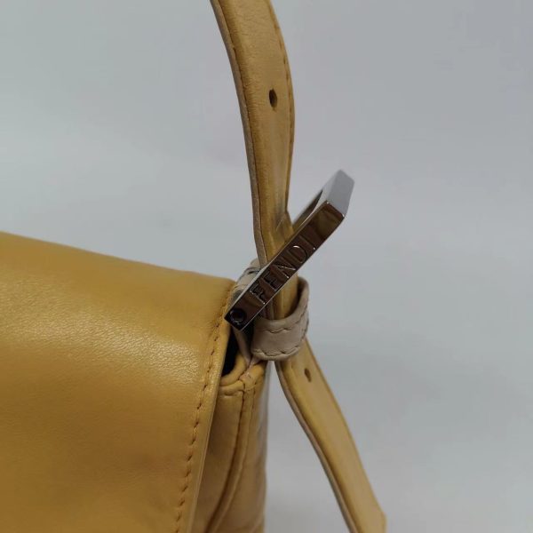 15251701237882 pic Fendi Baguette Lambskin Leather Shoulder Bag Beige Yellow