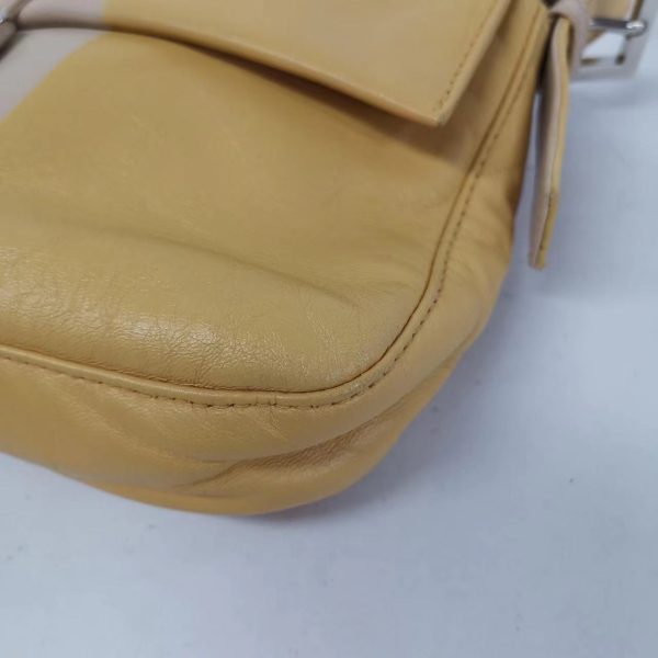 15311701237887 pic Fendi Baguette Lambskin Leather Shoulder Bag Beige Yellow