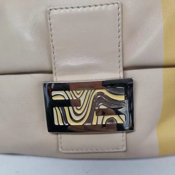 15361701237893 pic Fendi Baguette Lambskin Leather Shoulder Bag Beige Yellow