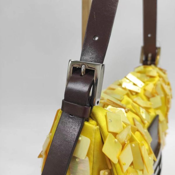 15451701237952 pic Fendi Baguette Yellow Silk with Mother of pearl Sequins Rare