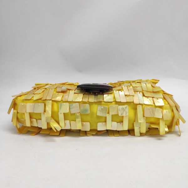 15521701237956 pic Fendi Baguette Yellow Silk with Mother of pearl Sequins Rare