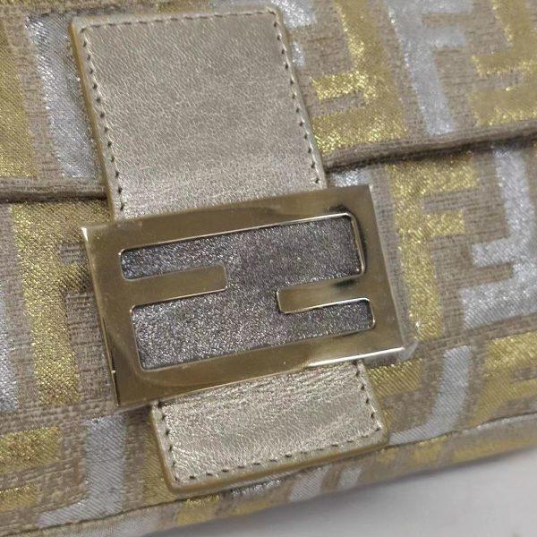 15701701238058 pic Fendi Baguette Gold and Silver Thread FF Monogram Shoulder Bag