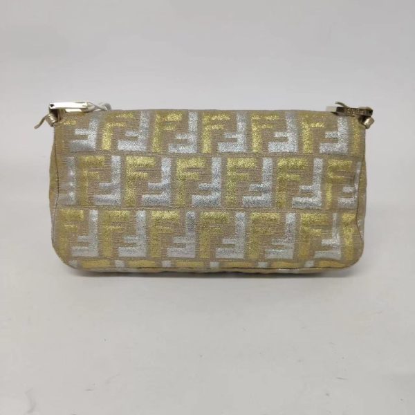 Baguette Fendi Baguette Gold and Silver Thread FF Monogram Shoulder Bag